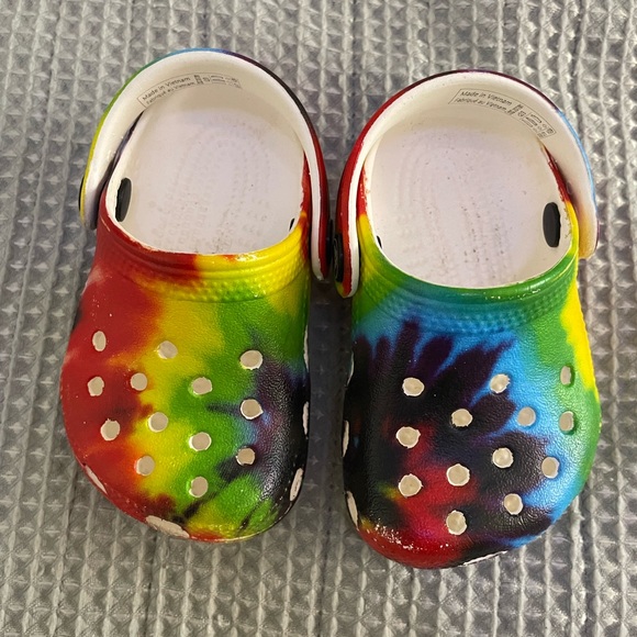 Tye dye colorful Baby Crocs. Size baby “2, 3” - Picture 2 of 5
